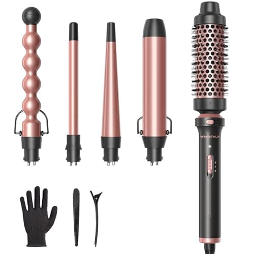 Wavytalk 5 in 1 Curling Wand Set, Multi Curl, Curling Wand Set with Thermal Brush and 4 Interchangeable Ceramic Curling Wand(0.5”-1.25”), Instant Heat Up Wand Curling Iron (Rose Gold) - Image 1