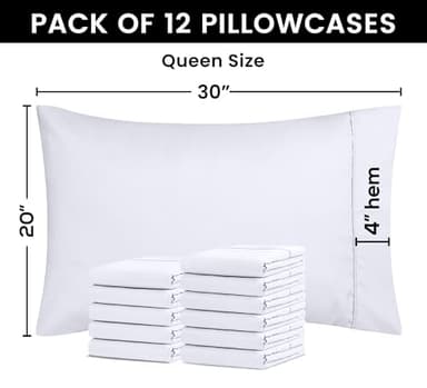 Utopia Bedding Queen Pillow Cases - 12 Pack - Envelope Closure - Soft Brushed Microfiber Fabric - Shrinkage and Fade Resistant Pillow Covers Queen Size 20 X 30 Inches (Queen, White) - Image 3