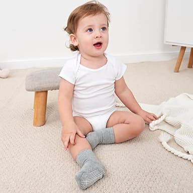 ZAPLES Baby Non Slip Grip Crew Socks with Anti Skid Soles for Infants Toddlers Kids Boys Girls, Assorted 12 Pack, 8-10 Years - Image 8