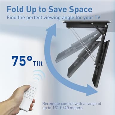 Electric Ceiling TV Mount with Remote, Motorized Ceiling Mount TV Bracket Flip Down for 32 to 71 inch Flat Curved Screen Mount Drop Down for Flat Pitched Roof Indoor Outdoor(Black) - Image 4