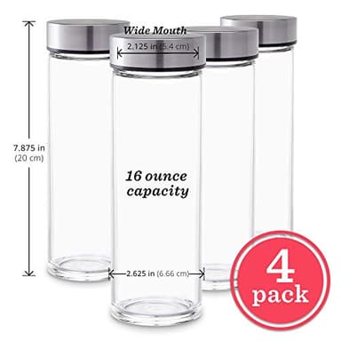 Juice Bottles - 4 Pack Wide Mouth Glass Bottles with Lids - for Juicing, Smoothies, Infused Water, Beverage Storage - 16oz, BPA Free, Stainless Steel Lids, Leakproof, Reusable, Borosilicate - Image 6