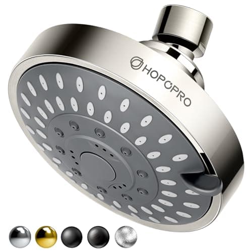 HOPOPRO 5-Mode High Pressure Shower Head - The Washington Post, NBC News, Today TV Show Recommended - High Flow Fixed Showerheads (4 Inch Brushed Nickel) - Image 1
