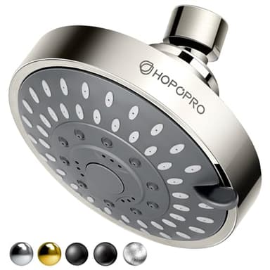 HOPOPRO 5-Mode High Pressure Shower Head - The Washington Post, NBC News, Today TV Show Recommended - High Flow Fixed Showerheads (4 Inch Brushed Nickel) - Image 1