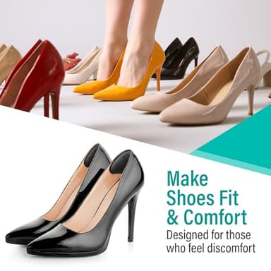 Comfwalk Heel Grip Cushion Pads - 4 Pairs, Self-Adhesive, Shoe Inserts for Loose Shoes, Snug Fit, Blister Prevention, Heel Comfort for Men and Women, Ideal for High Heels (Black & Beige, Lip-Shaped) - Image 3