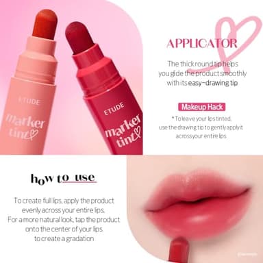 ETUDE Dear Darling Lip Stain Marker tint - Mlik Strawberry | Easy to Apply, Natural-Looking Color, Super Tinted Korean Lip Stain with Precise Marker Tip - Image 8