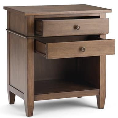 SIMPLIHOME Carlton SOLID WOOD 24 inch Wide Transitional Bedside Nightstand Table in Rustic Natural Aged Brown for the Living Room and Bedroom - Image 4