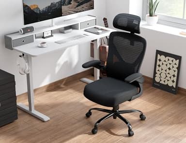 Ergalithic Ergonomic Office Chair - X-Shaped Computer Desk Chair Comfy, Gaming Chair, Office Chair with Lumbar Support, Mesh Office Chairs with Headrests, Desk Chair for Long Hours (Black Silver) - Image 9