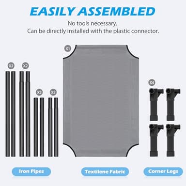 Heeyoo Elevated Dog Bed, Cooling Raised Pet Cot with Chew Proof Washable Breathable Mesh and Metal Frame, Portable Dog Cot Bed with No-Slip Feet for Outdoor or Indoor Use - Image 7