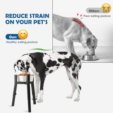 SHAINFUN Elevated Dog Bowl with Stand for Large Dogs, with 61oz Bowls, Adjustable Height & Width, Tall Raised Dog Food Water Stand - Image 2