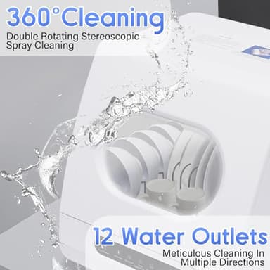 JLYNOWPT Countertop Dishwasher Portable Dishwasher with 5L Built-In Water Tank Mini Dish Washer with 5 Washing Programs and 360° Dual Spray for Small Apartments and Rvs - Image 6