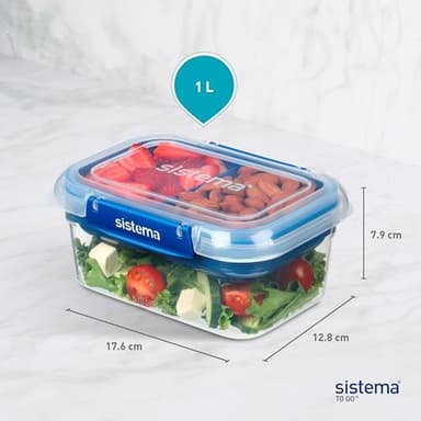 Sistema TO GO Stax Leakproof Food Storage Containers | 1 L | Airtight & Stackable Meal Prep Containers with Lids | Lunch Boxes | BPA-Free | 3 Count - Image 5