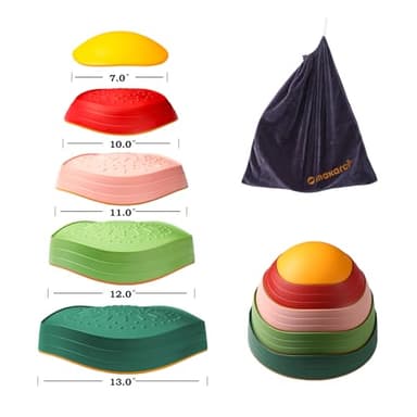 makarci Balance stepping stones for kids, non-slip toddlers sensory toys outdoor or indoor play, promoting motor skills and confidence, Obstacle Course Coordination Toys for children age 3 4 5 6 7+ - Image 3