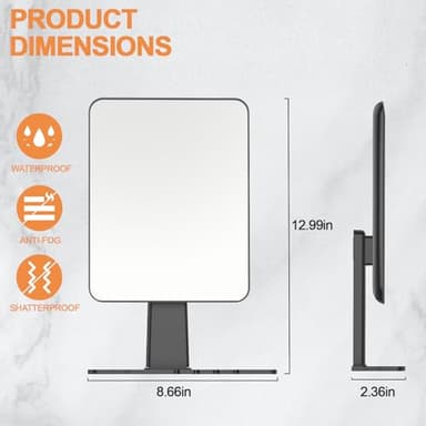Jobsonslates Shower Mirror Fogless for Shaving, Fogless Mirror for Shower with Razor Holder, NO-Drilling & Removable, Shatterproof & Waterproof with 2 Adhesive Hooks - Image 2