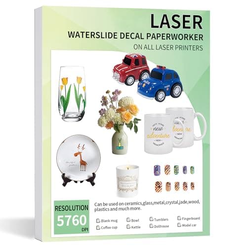 20 Sheets Waterslide Decal Paper LASER CLEAR,8.5X11 Inch Water Slide Transfer Paper Transparent Printable for Tumblers,Ceramics,Plastics,Glasses,DIY - Image 1