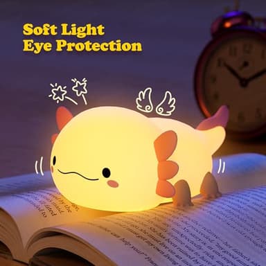 UNEEDE Axolotl Night Light for Kids,Animal Silicone Nursery Night Lamp, Rechargeable Table Lamp Bedside Lamp,Cute Room Decor Night Light for Bedroom,Living Room,Dining,Desk Decorations,Gift - Image 5