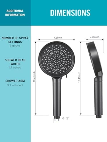 Cobbe Filtered Shower Head with Handheld, High Pressure 6 Spray Mode Showerhead with Filters, Water Softener Filters Beads for Hard Water - Remove Chlorine - Reduces Dry Itchy Skin, Matte Black - Image 7