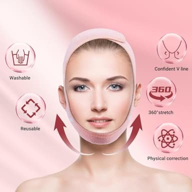 Juskaa Reusable V Line Lifting Mask with Chin Strap for Sleeping,Face Lift Prevent Sagging, Jaw Exerciser,Pink,2X-Large - Image 4