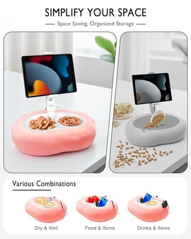 Tablet Pillow Stand, Compatible with 5"-12.9" Kindle, iPad, Phone/Tablet, Google, Samsung, 360° Rotating Phone Holder for Bed, Soft Plush Fabric, Detachable Bowl, Reading and Relaxation on Bed, Pink - Image 3