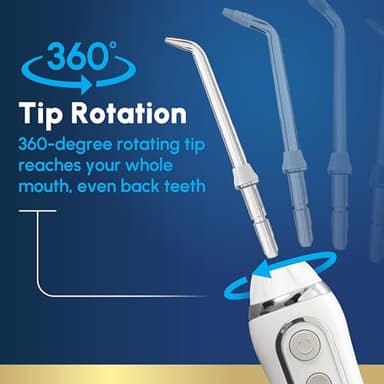 Waterpik Cordless Advanced 2.0 Water Flosser For Teeth, Gums, Braces, Dental Care With Travel Bag and 4 Tips, ADA Accepted, Rechargeable, Portable, and Waterproof, White WP-580, Packaging May Vary - Image 6