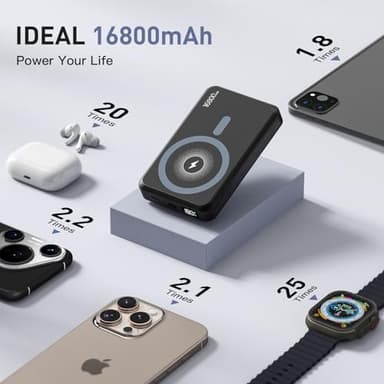 2025 Latest Magnetic Wireless Power Bank, 16800mAh Portable Charger with 2 Built in Cables, LED Display Magnetic Battery Pack Travel Essentials for iPhone 16/15/14/13/12/Pro/Mini/Pro Max Andriod - Image 3