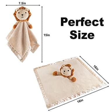 Pro Goleem Lion Security Blanket, Soft Lovey Unisex Lovie Baby Gift for Newborn Boys and Girls Snuggle Toy Stuffed Animal 16 Inch - Image 3