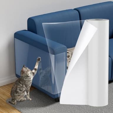 NO PINS Pain Cat Scratch Furniture Protector Thicken Self-Adhesive Single Side Couch Protector from Cat Claws,Furniture Protectors from Cats Scratching,Anti Scratch Deterren Protectors 150"x12" - Image 1