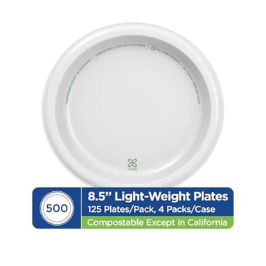 Dixie Basic 8.5 Inch Light-Weight Paper Plates By GP PRO, White, 500 Count (125 Disposable Plates Per Pack, 4 Packs Per Case), DBP09W - Image 2