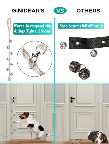 GINIDEAR Dog Bells to Go Outside & Puppy Potty Training, Adjustable Dog Door Bell Ring to Go Potty, Handmade with Premium Yarn. Twisted Style, Beige - Image 3