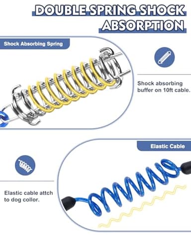 Dog Runner for Yard, Double Shock Absorption Trolley System for Large Dogs Up to 250LBS, Heavy Duty 200FT Tie Out Run Cable With 10FT Leads, Aerial Zipline for Outside, Camping - Image 2