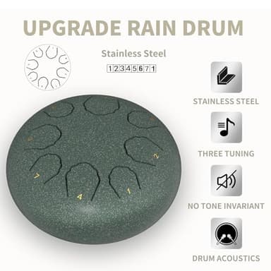 Rain Drum for Outside Garden, 6 Inches 8 Notes Steel Tongue Drum, Outside Garden Rain Chime, Chakra Drum for Rain (Porcelain, 6 Inch) - Image 3