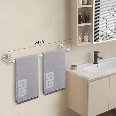 NearMoon Bath Towel Bar, Thicken Stainless Steel Shower Towel Rack Holder Wall Mounted for Bathroom, 24-lnch Overall Length-21-lnch Usable Hanging Space (1 Pack, Brushed Nickel) - Image 5