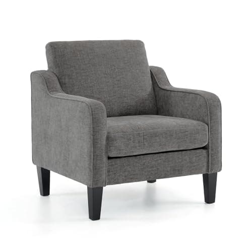 VINGLI Accent Chairs for Living Room Chairs Reading Chair Mid Century Modern Chair Soft Chenille Sofa Chair Upholstered Arm Chair Comfy Chair Side Chair (Light Grey Chenille) - Image 1