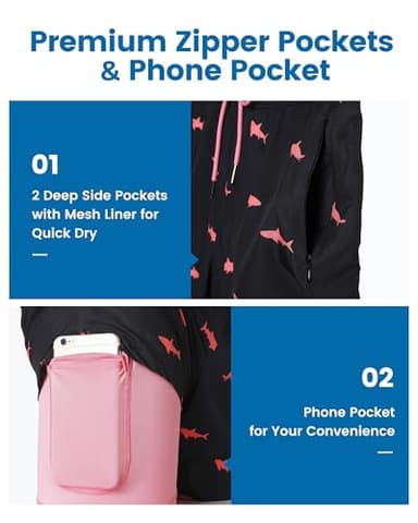 maamgic Swim Trunks Men 2 in 1 Mens Bathing Suit 7 Inch Quick Dry Mens Swimming Trunks with Zipper Pockets - Image 2