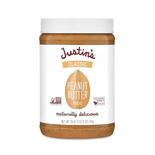 Justin's Classic Peanut Butter, Only Two Ingredients, Gluten-free, Non-GMO, Responsibly Sourced, 28 Ounce Jar (6 Pack) - Image 1