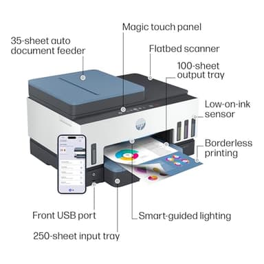 HP Smart Tank 7602 Wireless All-in-One Ink Tank Printer, Scanner, Copier with 2 years of ink included, Best-for-home office, Refillable, AI-enabled (28B98A) - Image 4