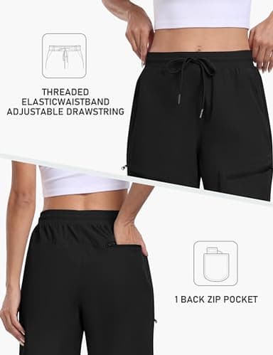 MoFiz Hiking Shorts Womens Quick Dry Lightweight Long Hiking Shorts for Women Knee Length for Camping Travel Golf with Zipper Pockets Black Large - Image 4