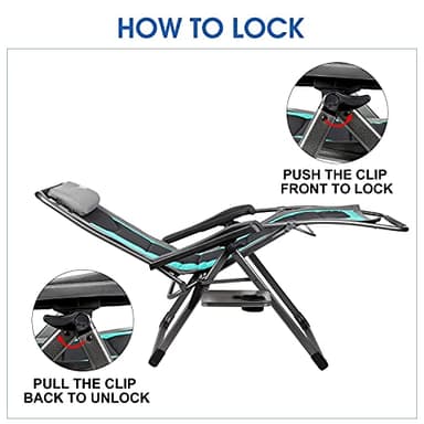 EVER ADVANCED Oversize XL Zero Gravity Recliner Padded Patio Lounger Chair with Adjustable Headrest Support 350lbs (Green) - Image 6