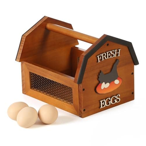 Egg Basket for Gathering Fresh Eggs, Farmhouse Egg Collecting Basket, Wood Chicken Egg Basket, Egg Basket Countertop. （Brown Medium） ZSHLXM - Image 1