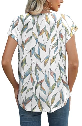 XIEERDUO Blouses for Women Business Casual Women's Summer Tops Cap Sleeve Womens Tops Hawaiian Shirts for Women XL - Image 4