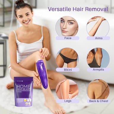 BLITZWAX Lavender Hard Wax Beads for Hair Removal - 1lb Coarse Hair Formula - Painless Wax for Sensitive Skin, Face, Full Body, Bikini - At-Home Waxing Beads for Women Men - Image 4