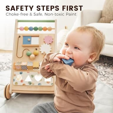 Tiny Land Wooden Baby Walker, Adjustable Speed Baby Push Walker for Boys and Girls, Montessori Activity Center Push Toy for Kids Development (Morandi) - Image 5