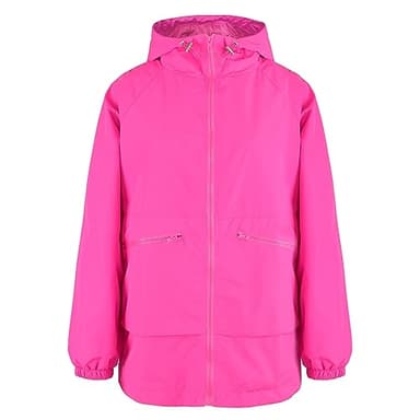PESION Women's Waterproof Raincoat Lightweight Rain Jacket Trench Coat Hooded Windbreaker With Pockets for Outdoor, Hot Pink, Small - Image 5