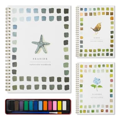 XZGTAND Beginner Watercolor Painting Kit – 12 Colors Paint Set with Brush, Animal-Themed Art Supplies for Adults & Teens (Seaside) - Image 1