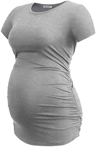 Smallshow Women's Maternity Tops Side Ruched Tunic T-Shirt Pregnancy Clothes - Image 6