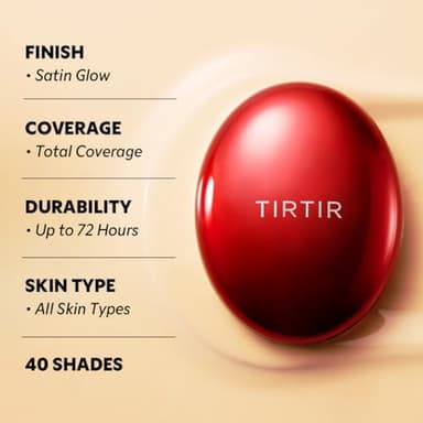 TIRTIR Mask Fit Red Cushion Foundation | Full coverage, Weightless, Skin fit, Satin Glow Finish, Korean Makeup BB Foundation, beauty, Tattoo cover up, Buildable (#24W Soft Beige, 0.63 Fl Oz) - Image 4