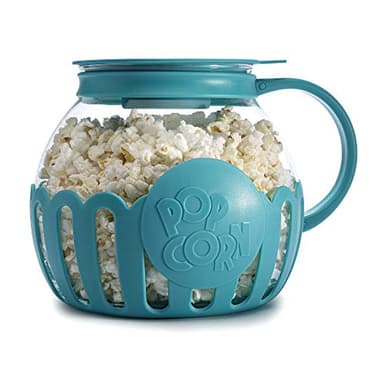 Ecolution Patented Micro-Pop Microwave Popcorn Popper with Temperature Safe Glass, 3-in-1 Lid Measures Kernels and Melts Butter, Made Without BPA, Dishwasher Safe, 3-Quart, Teal - Image 1