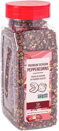 Soeos Sichuan Peppercorns, 6oz(170g), Authentic Szechuan Peppercorns, Less Seeds, Numbing and Tingle Flavor, Whole Sichuan Pepper for Mapo Tofu, Kung Pao Chicken and Chinese Cuisine - Image 1