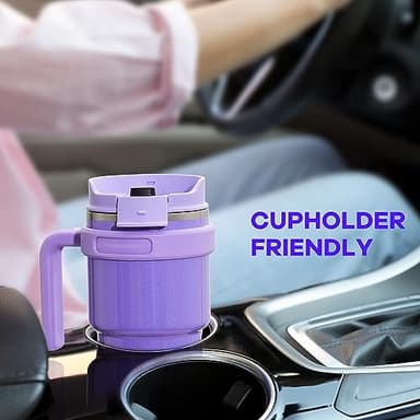 ALOUFEA 20 oz Insulated Coffee Mug Tumbler with Handle, Stainless Steel Travel Mug Tumbler with Lid and Straw,Double Wall Vacuum Leak Proof Ice Coffee Thermal Cup, Red - Image 6