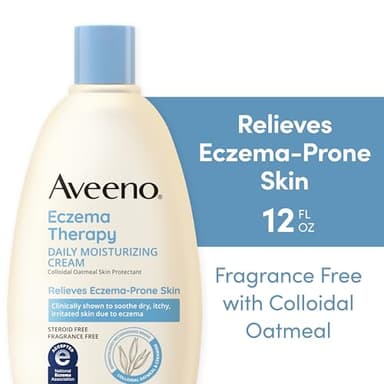 Aveeno Eczema Therapy Daily Moisturizing Cream for Eczema-Prone Skin with Colloidal Oatmeal & Ceramide, Fragrance-Free, Steroid-Free, Soothes Dry, Itchy Irritated, Sensitive Skin 12 fl oz - Image 8