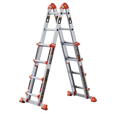 LANBITOU Ladder, A Frame 4 Step Ladder Extension, 14 FT Anti-Slip Multi Position & Storage Folding Ladder, 330 lbs Security Load Telescoping Aluminum Ladders for Stairs Home Indoor Outdoor Roof - Image 6